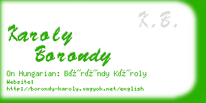 karoly borondy business card